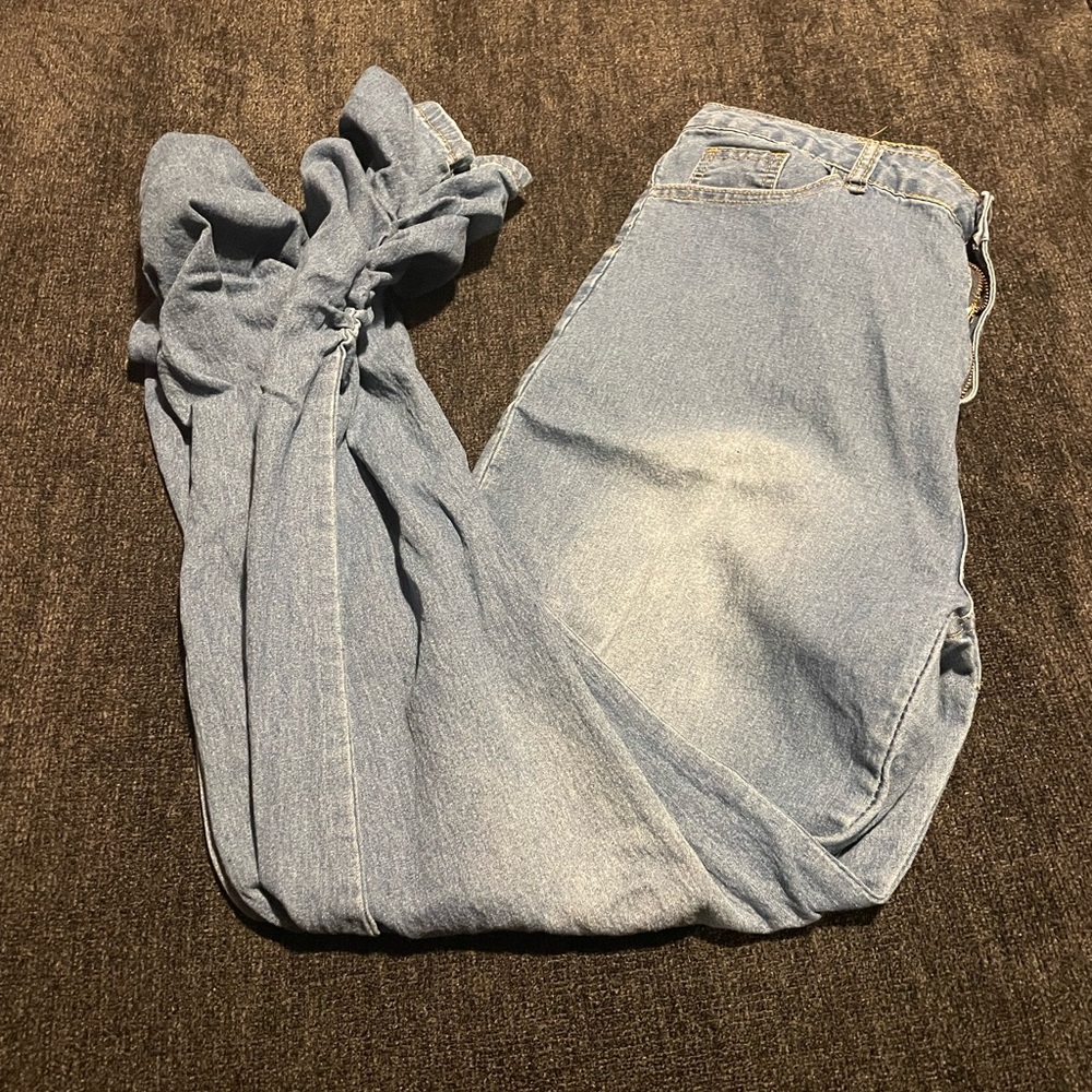 Blue stacked jeans